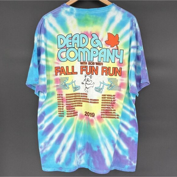 Dead & Company 2019 Tie-Dye Fall Fun Run T-Shirt 2XL Fruit Of The Loom Bob Weir - Picture 2 of 10